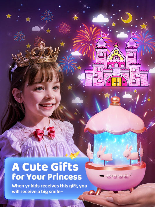 Luz Nocturna LED 3-en-1 Estrellas, Música y Magia